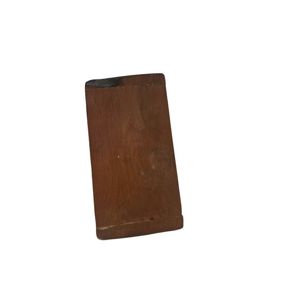 Vintage Handmade Wooden Tea Bag Te Box Brown Teak Wood 2 Slots Armadillo - Picture 9 of 9